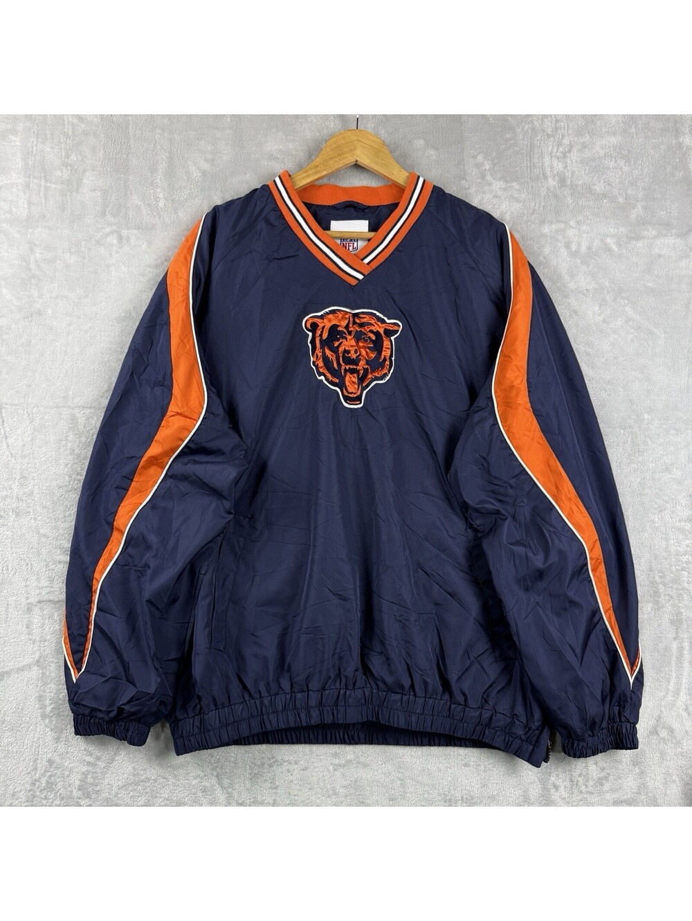 VTG Chicago Bears NFL Navy Orange Pullover Windbreaker Jacket Football Men’s L